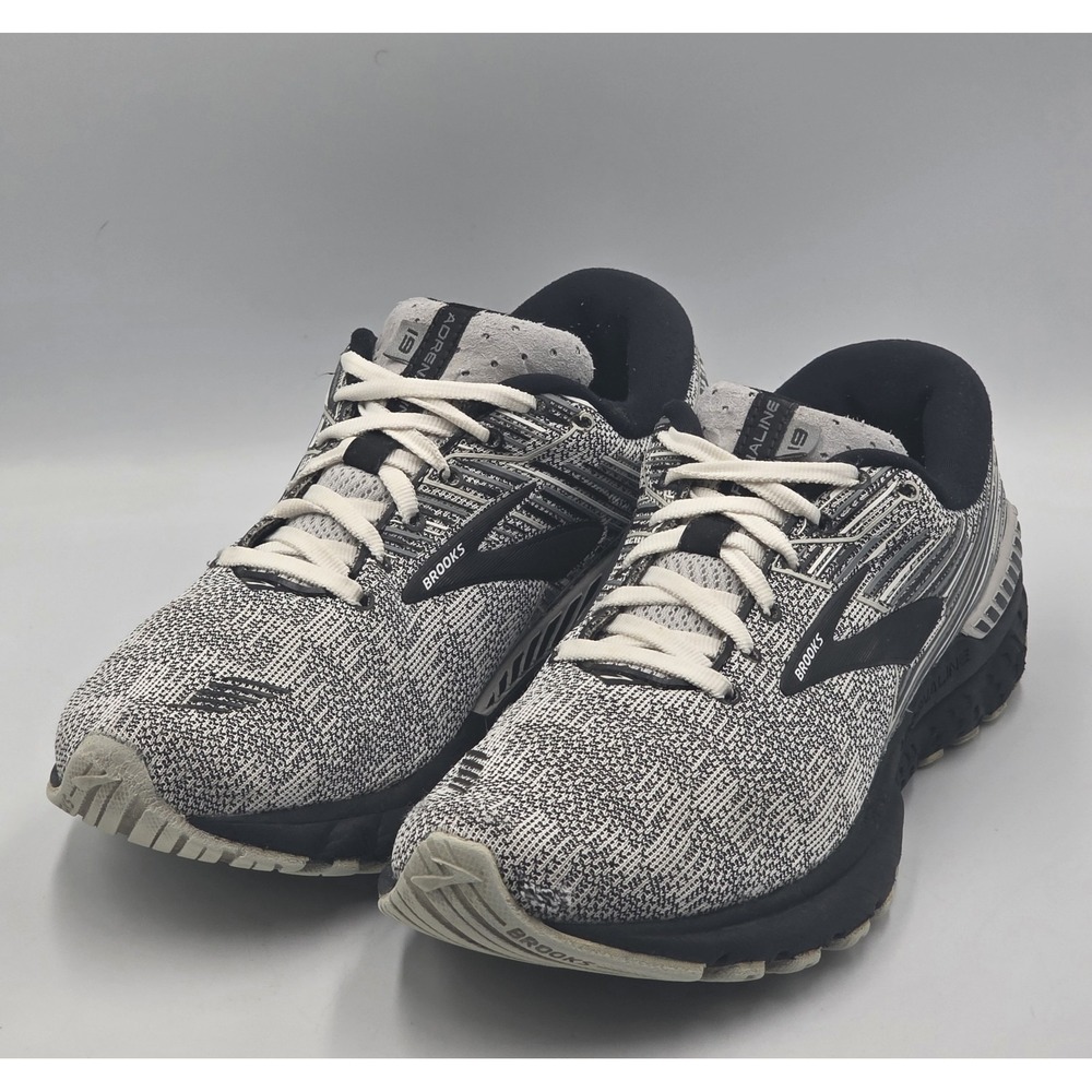 Brooks Adrenaline GTS 19 Womens 9 B Shoes Heathered Black White Running Sneakers - Picture 2 of 12